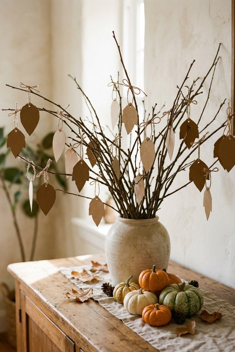 Gratitude tree with paper leaf tags