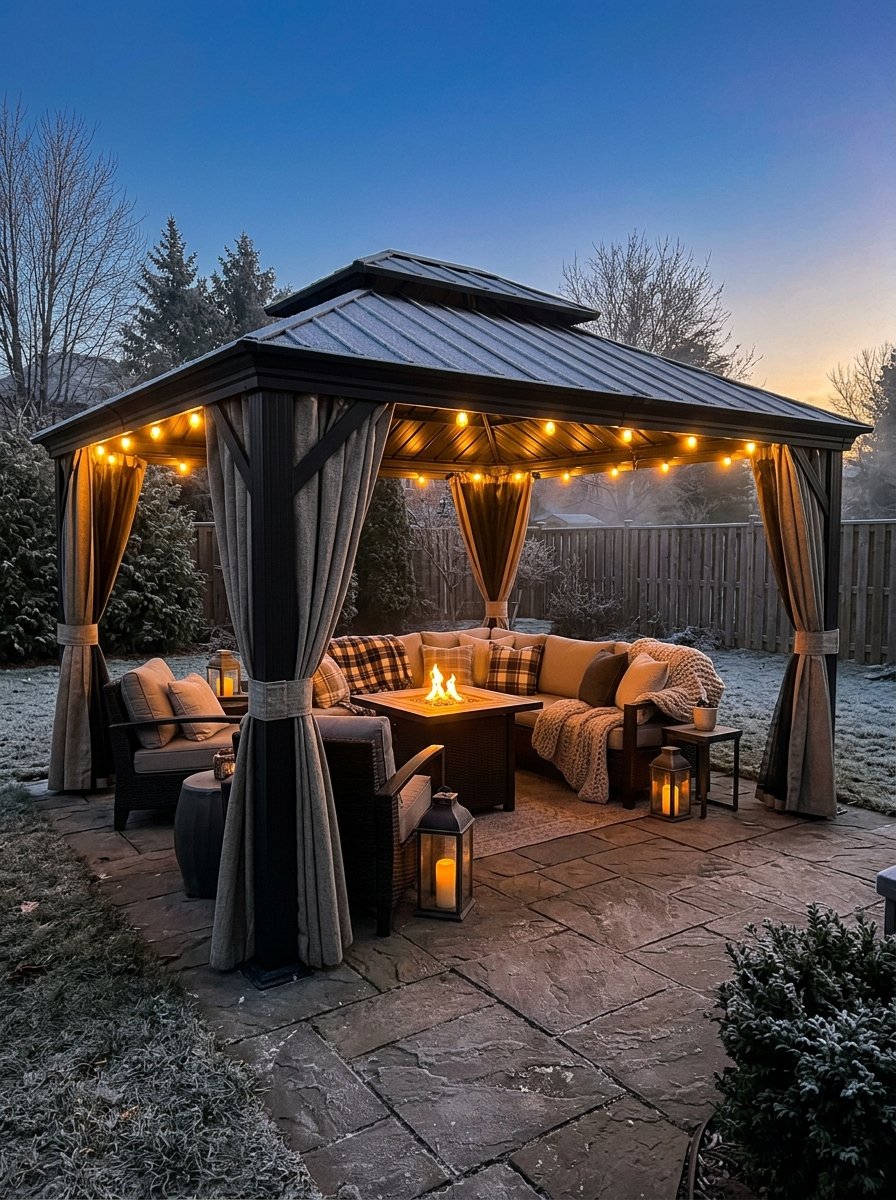 Hardtop gazebo on a patio