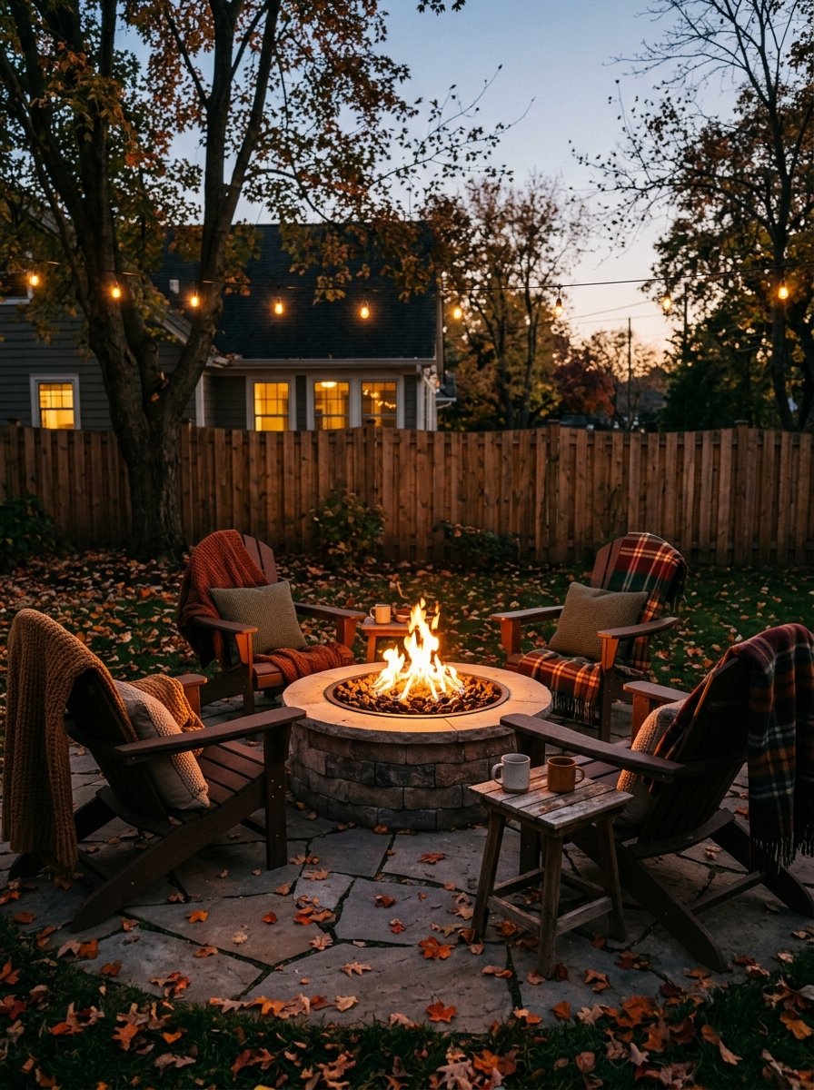 Fire pit on a fall night