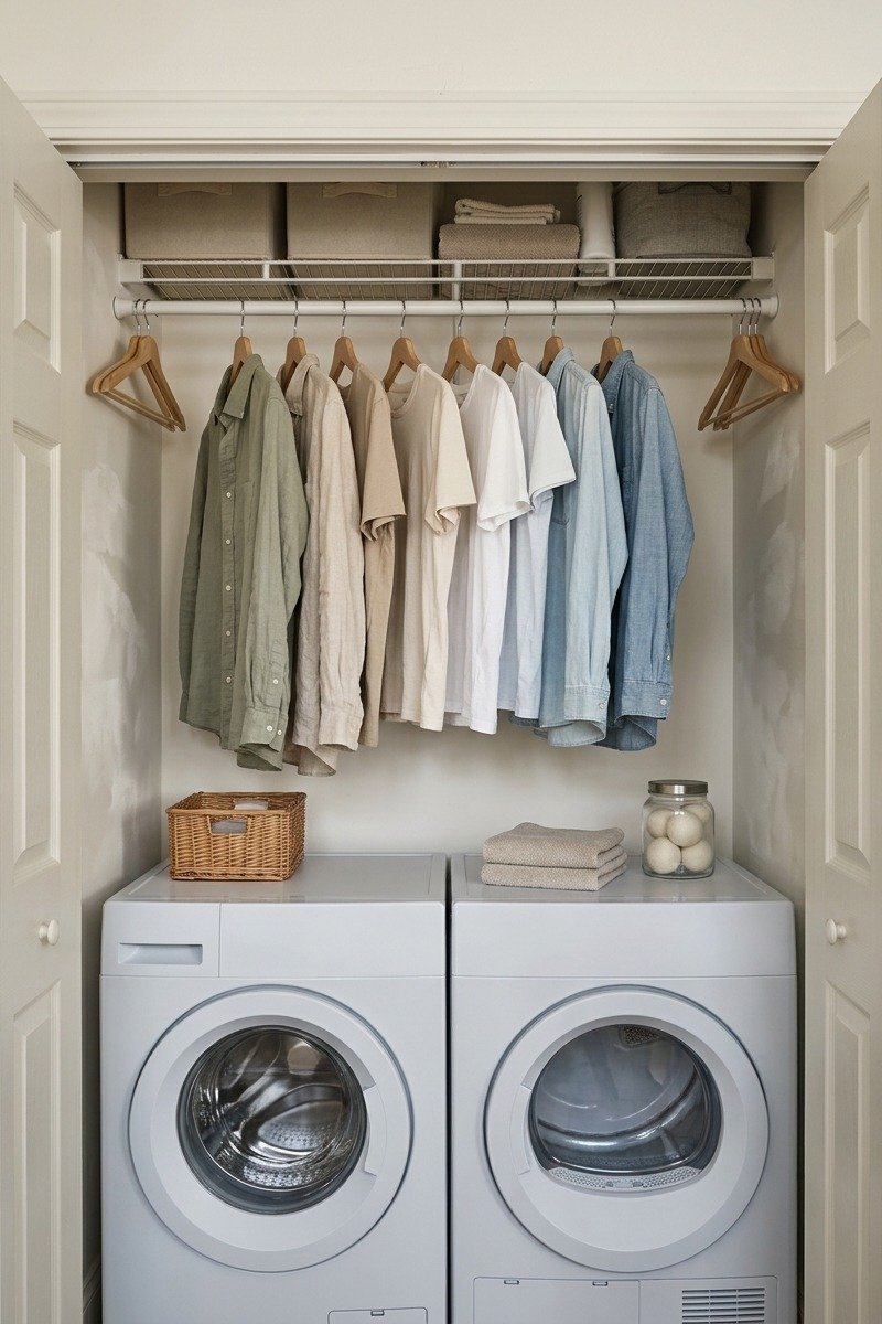 Hanging rod above washer and dryer