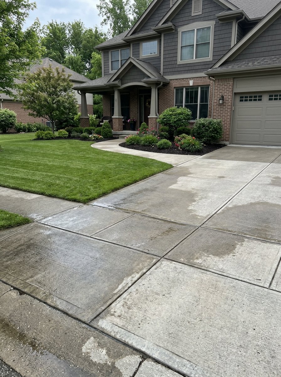 Clean pressure washed driveway