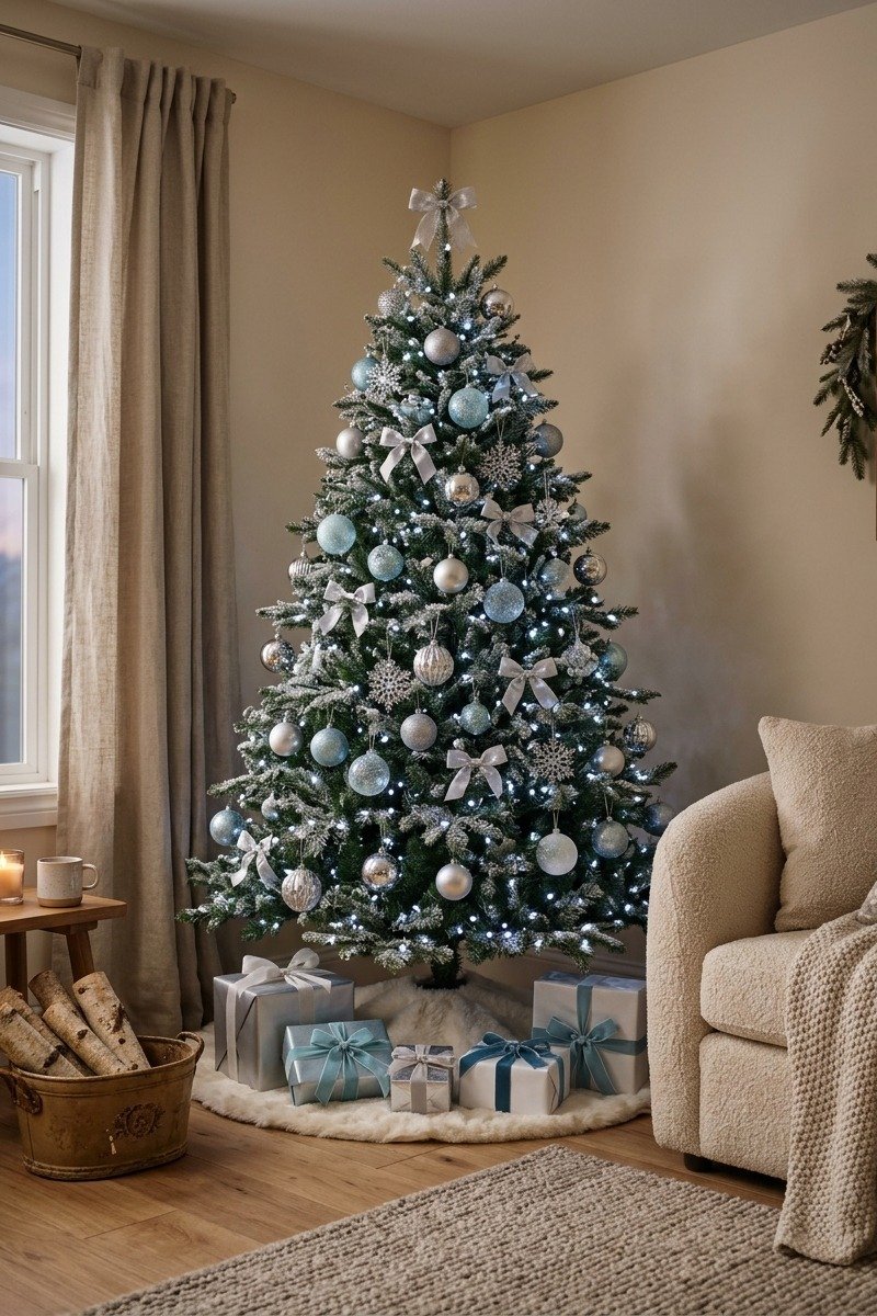 Icy blue and silver Christmas decor