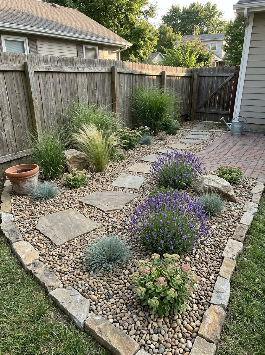 Gravel garden with ornamental grasses