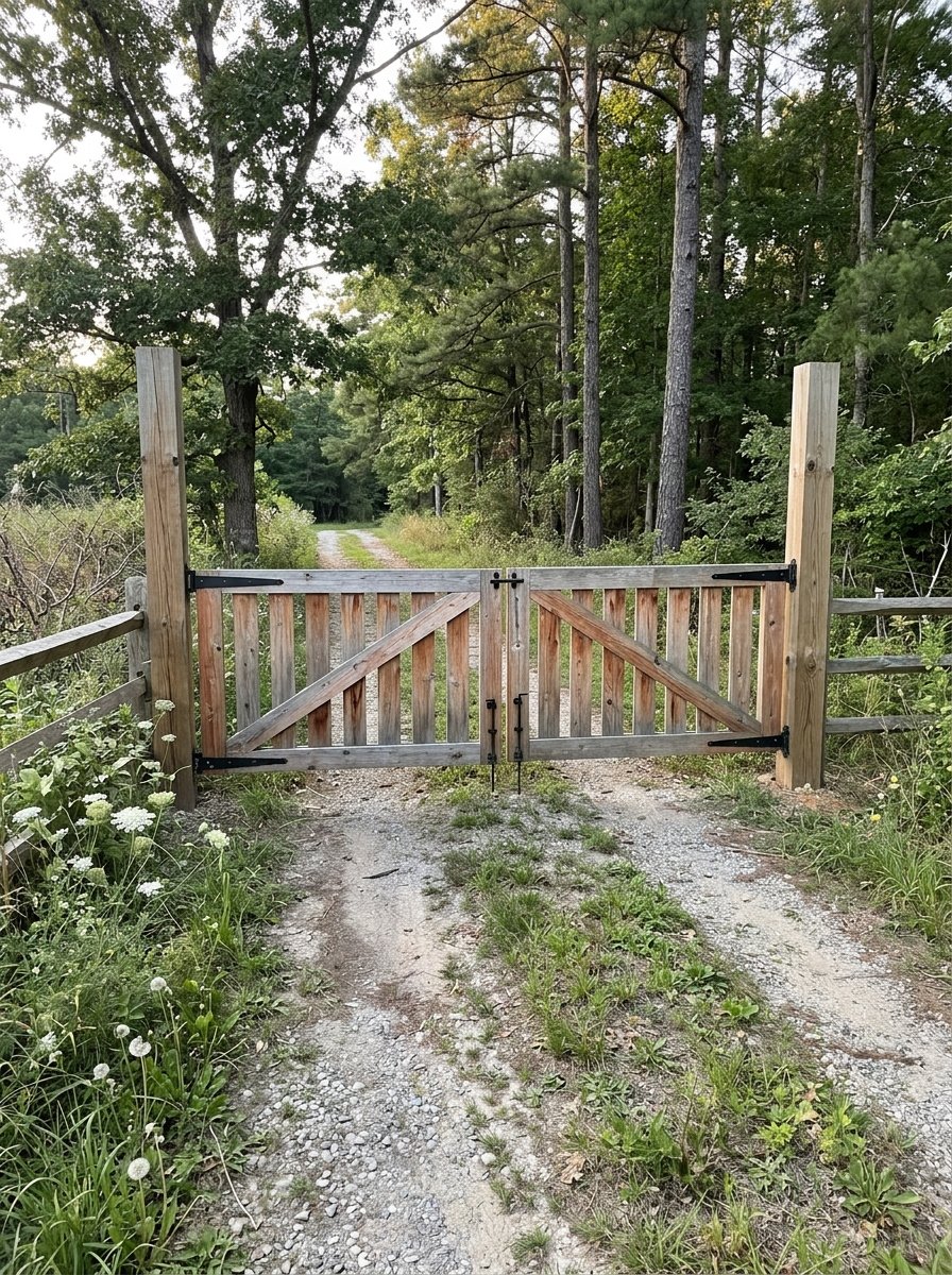 Simple budget wood driveway gate