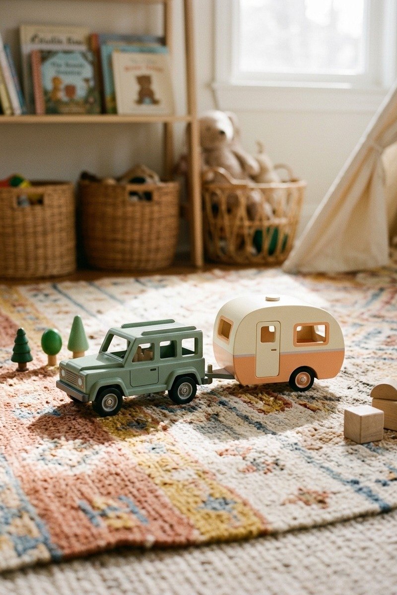 Toy car playset in a playroom