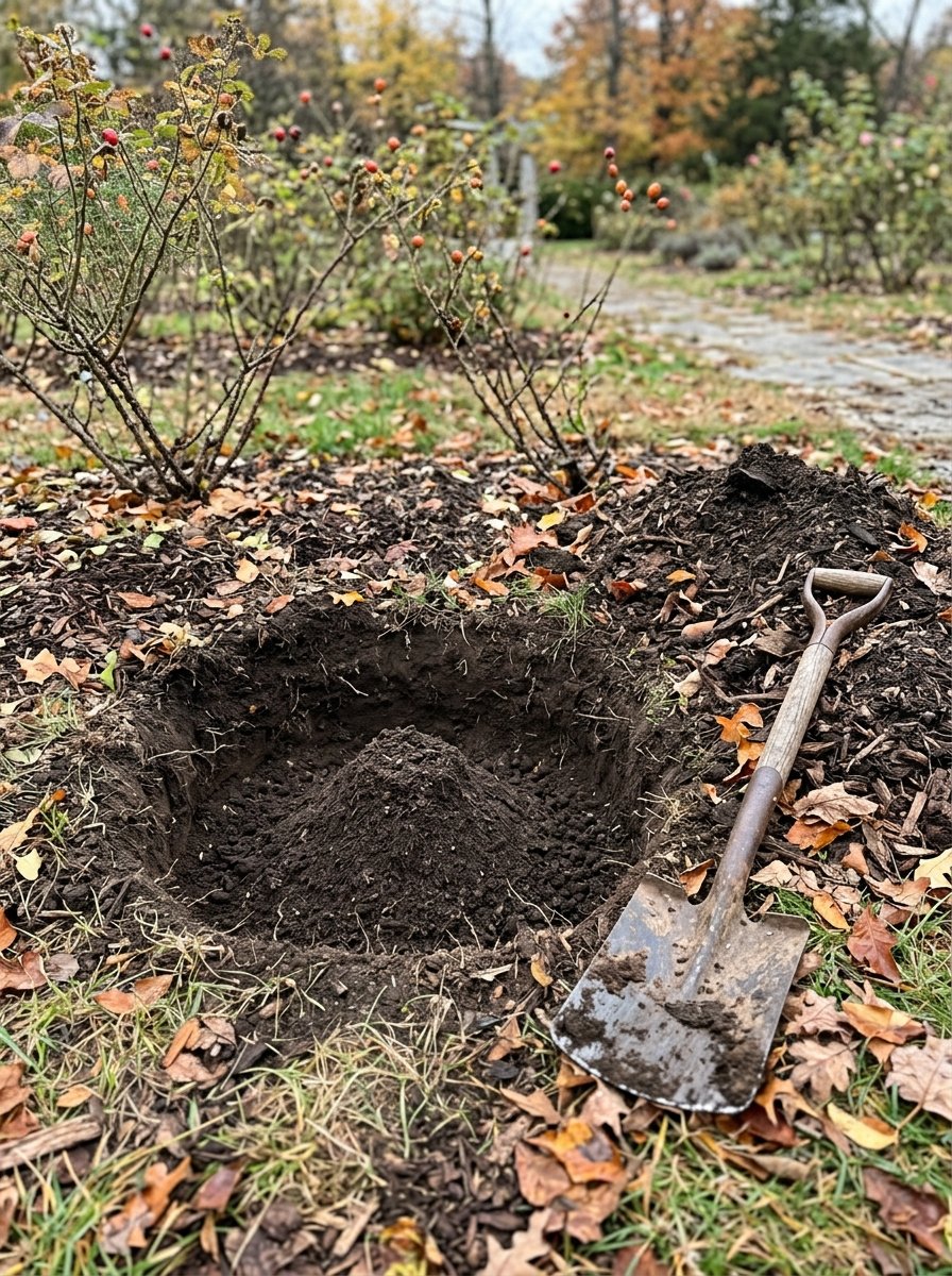 Planting hole for a rose