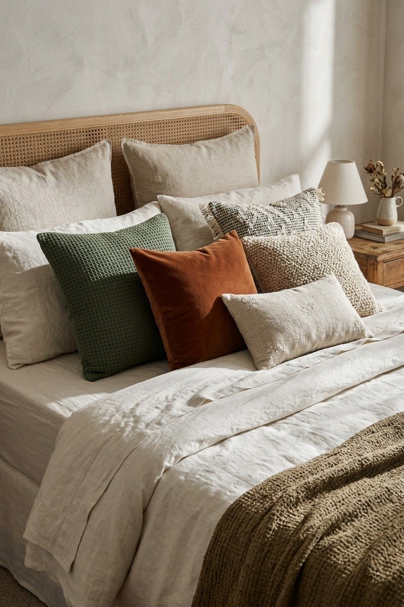 Layered decorative throw pillows