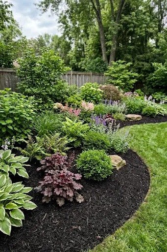 Mulched garden beds