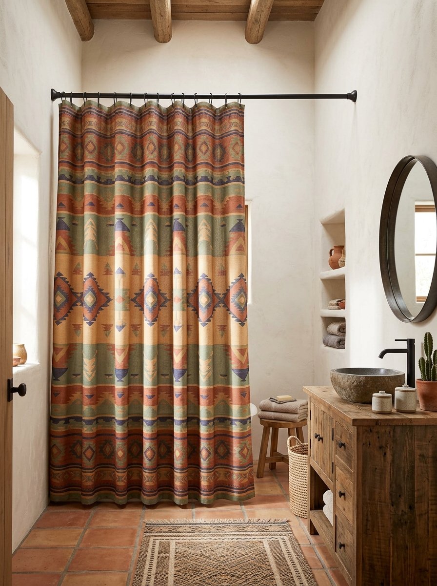 Patterned southwestern shower curtain