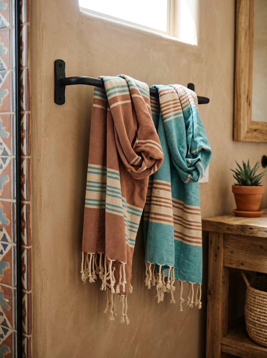 Striped Turkish towels in a bathroom