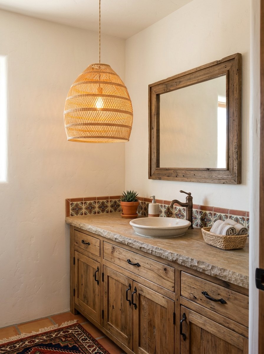 Rattan light fixture with warm lighting