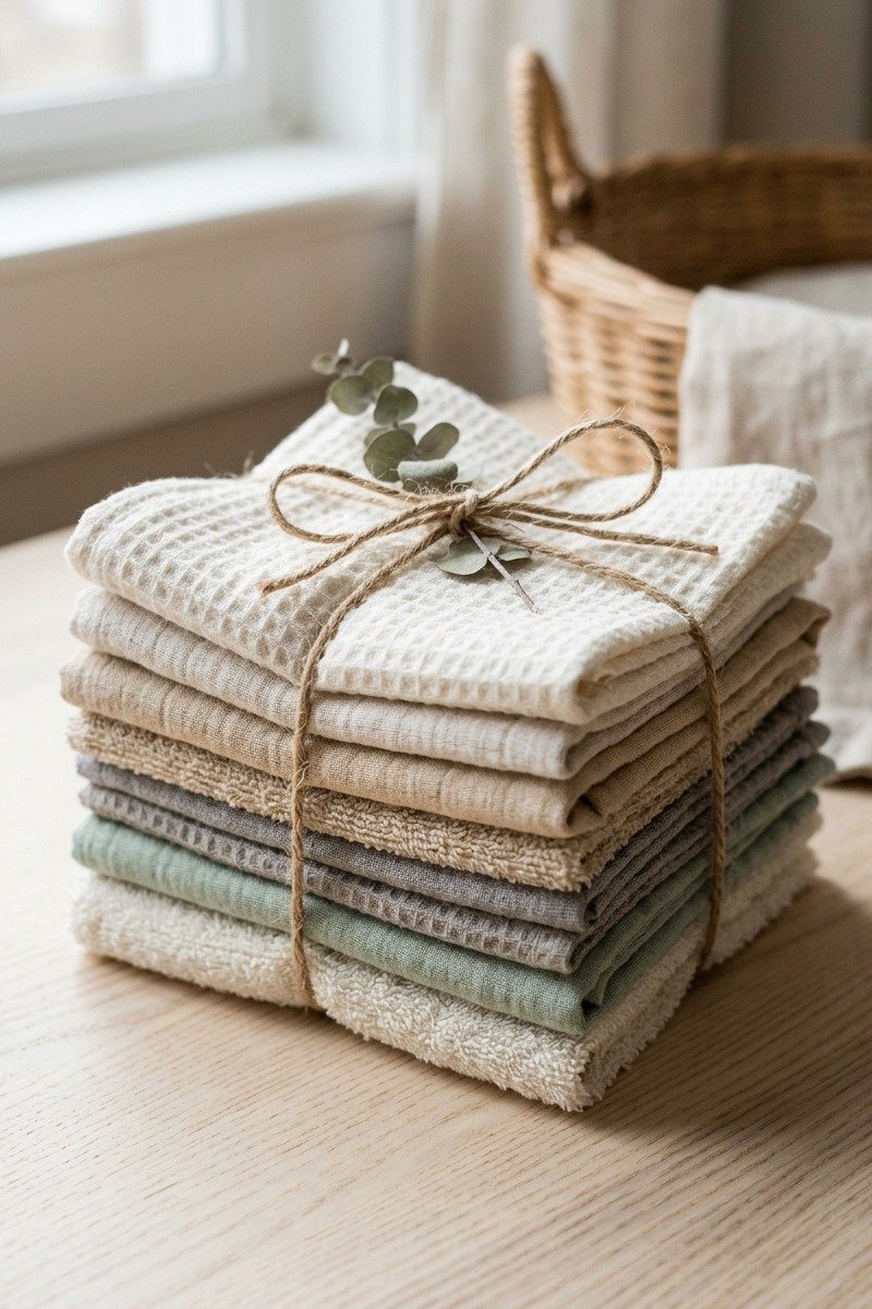 Stack of organic baby washcloths