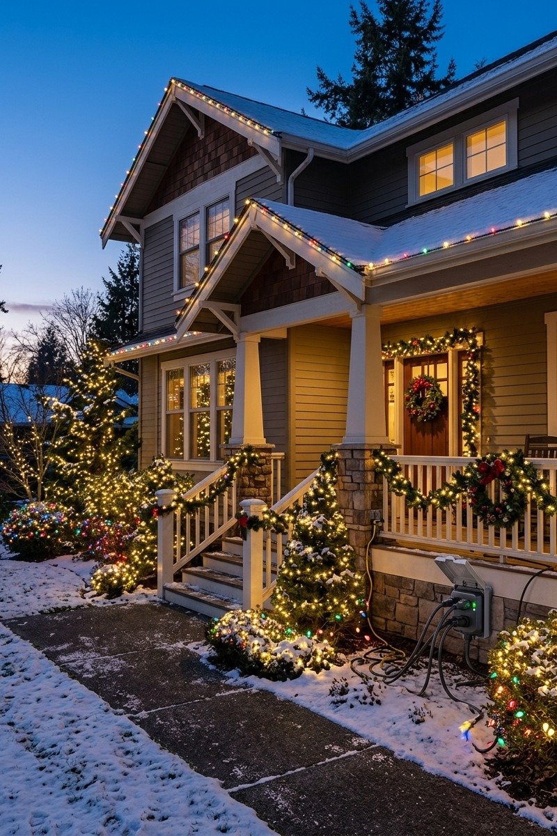 Outdoor Christmas lights on a timer