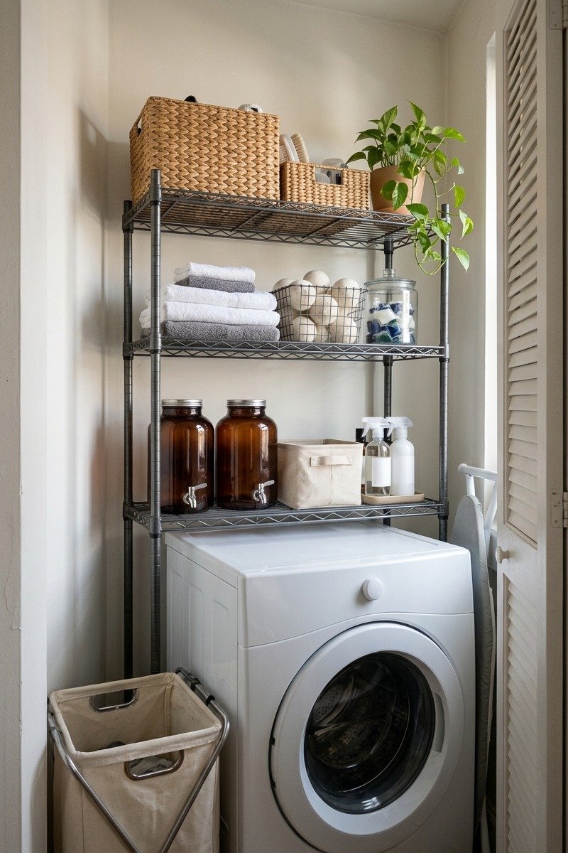 Shelf above a washing machine