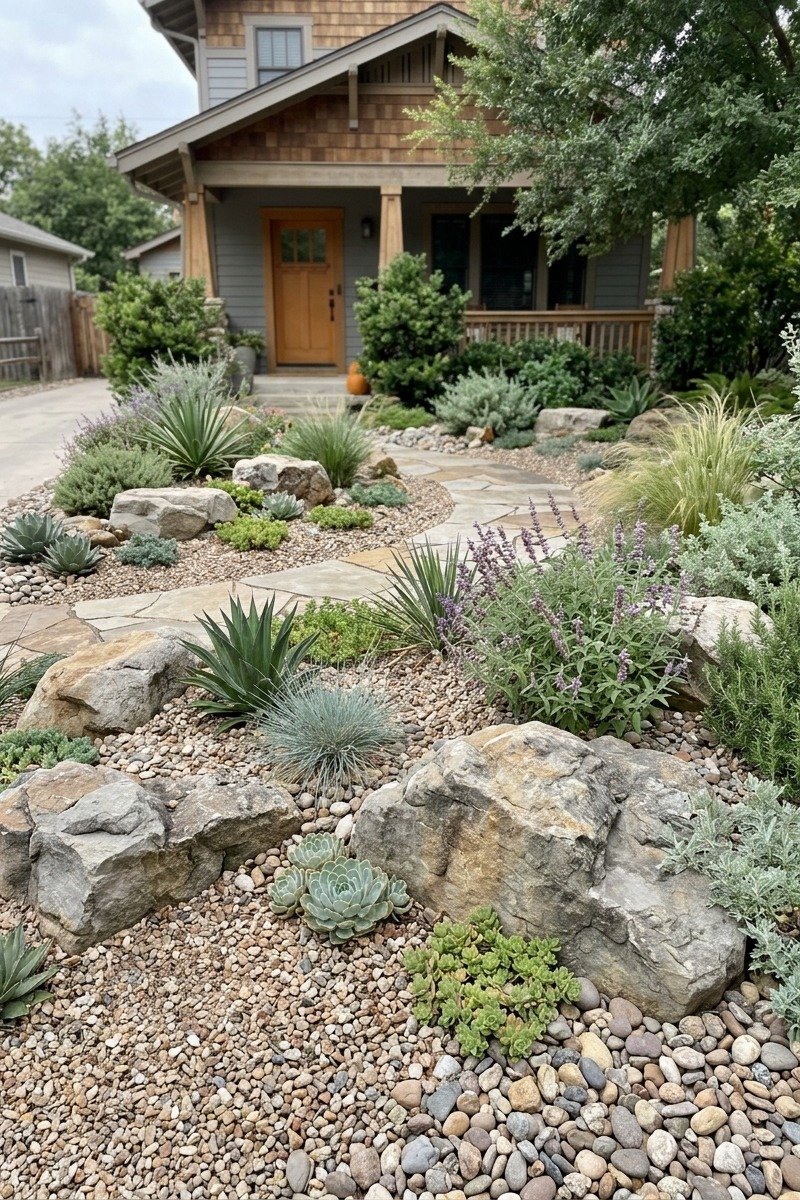 Low-maintenance rock garden