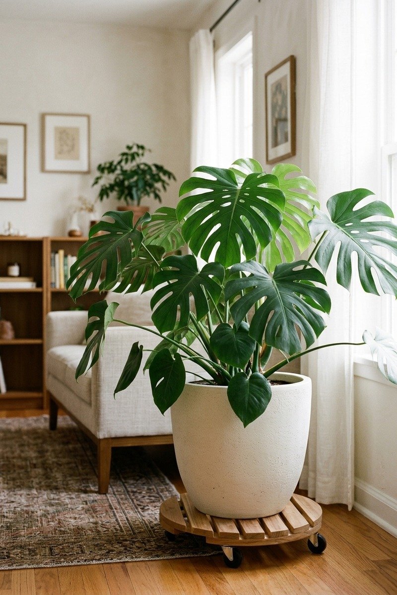 Large plant on a rolling caddy