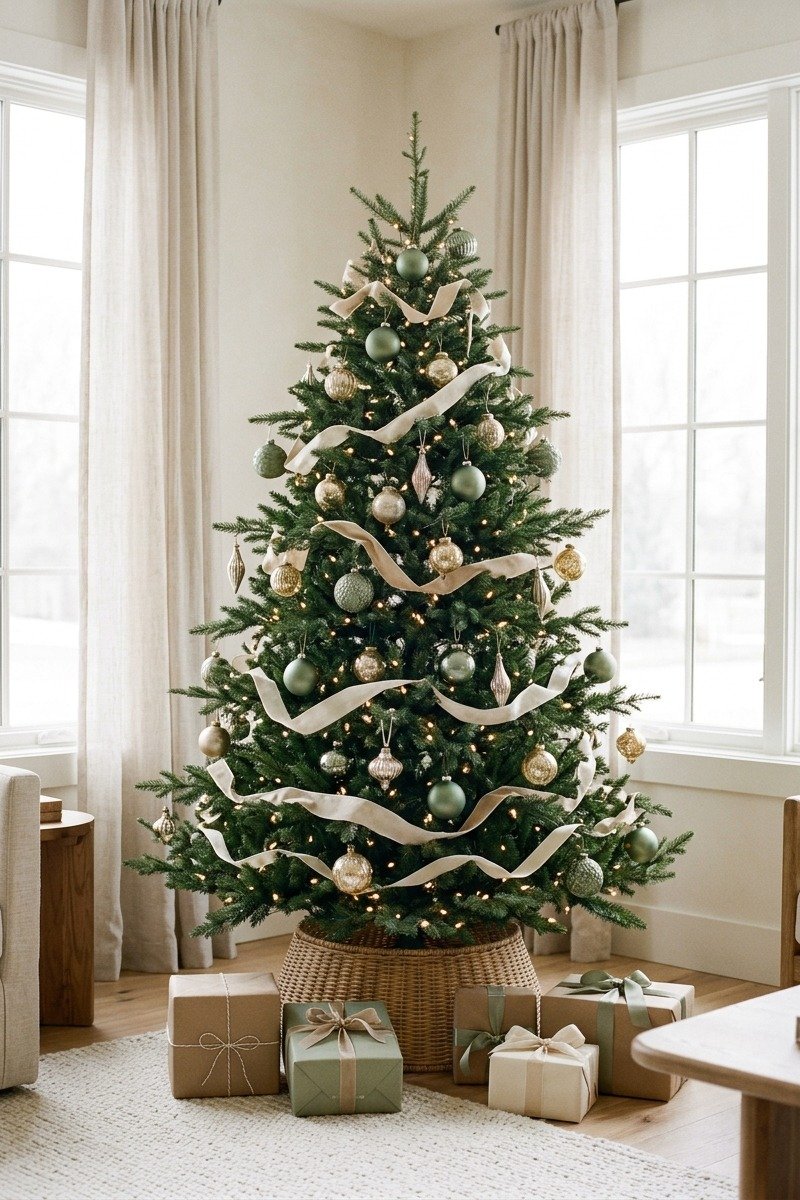 Sage green and gold Christmas tree