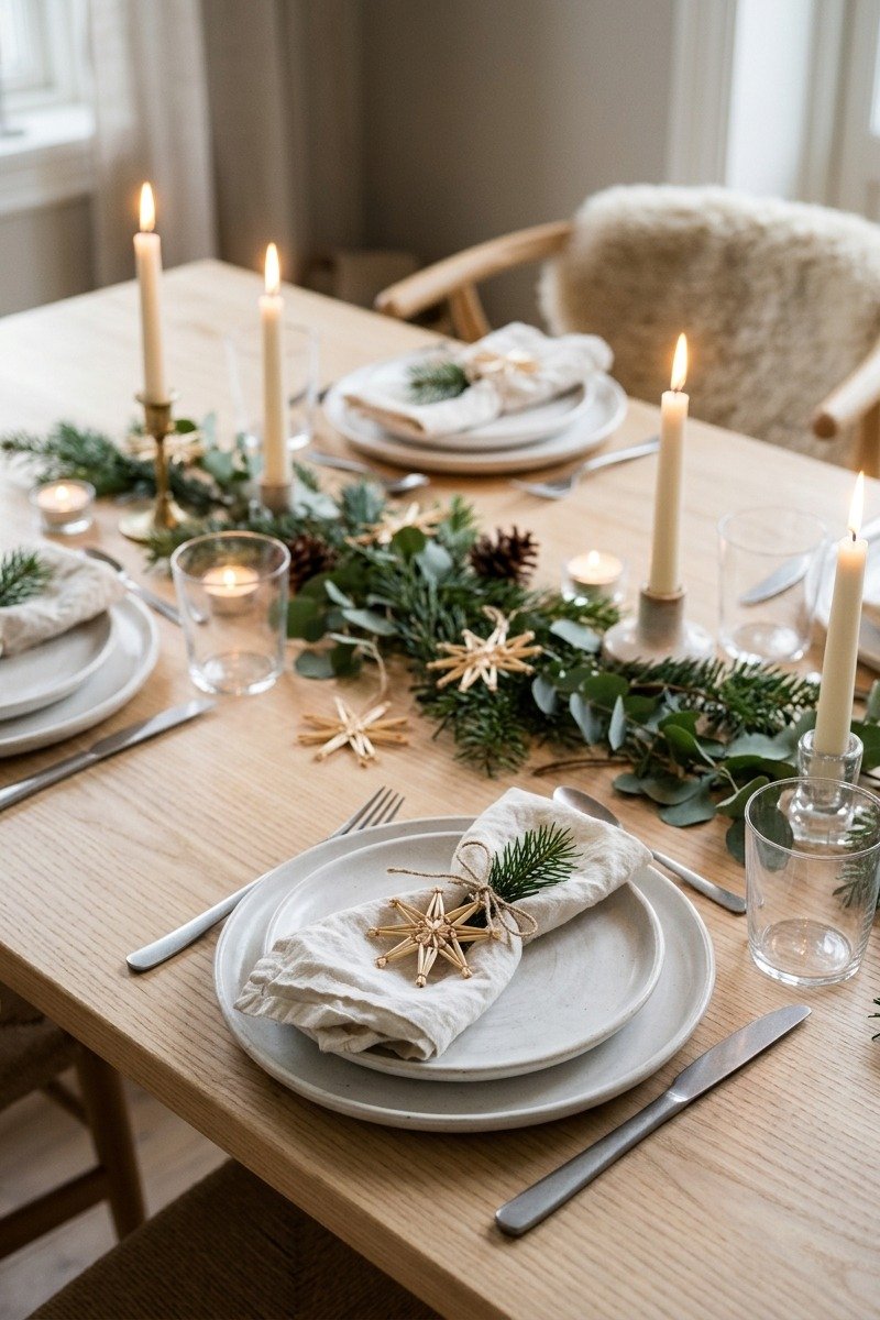 Minimal Scandinavian Christmas table