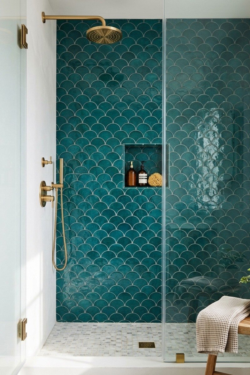 Shower with create an accent wall tile design
