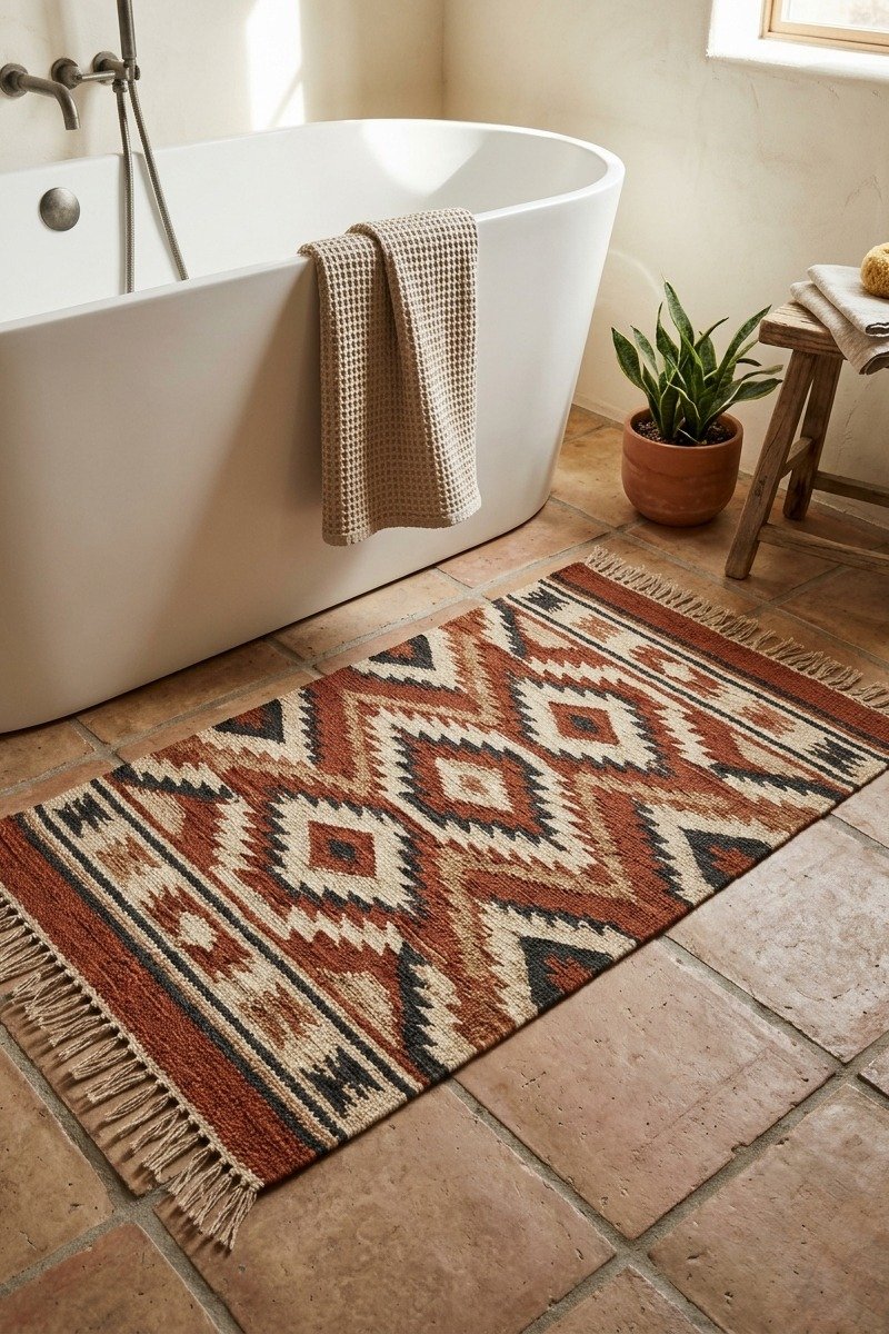 Southwestern patterned bath rug