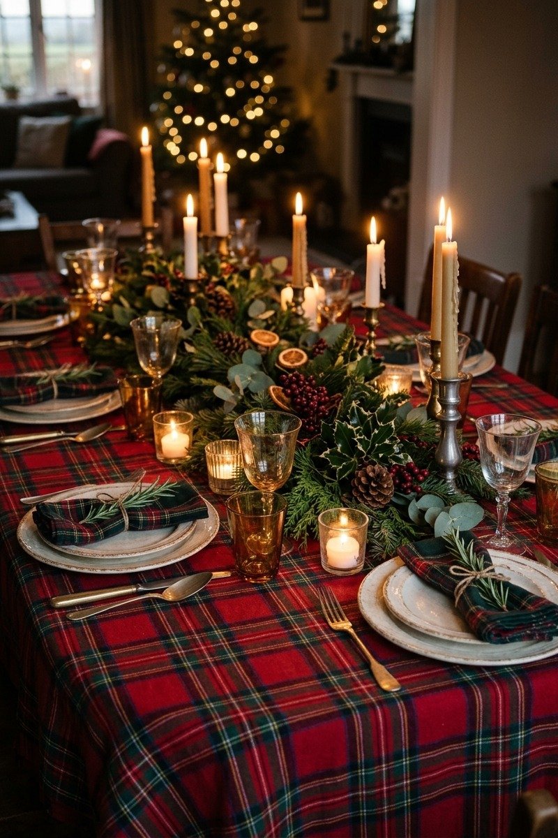 Tartan plaid Christmas table
