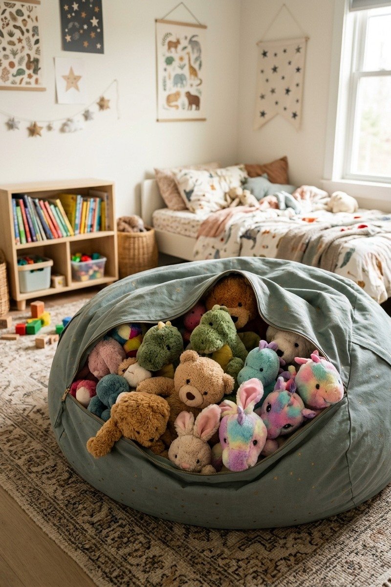 Stuffed animal storage bag