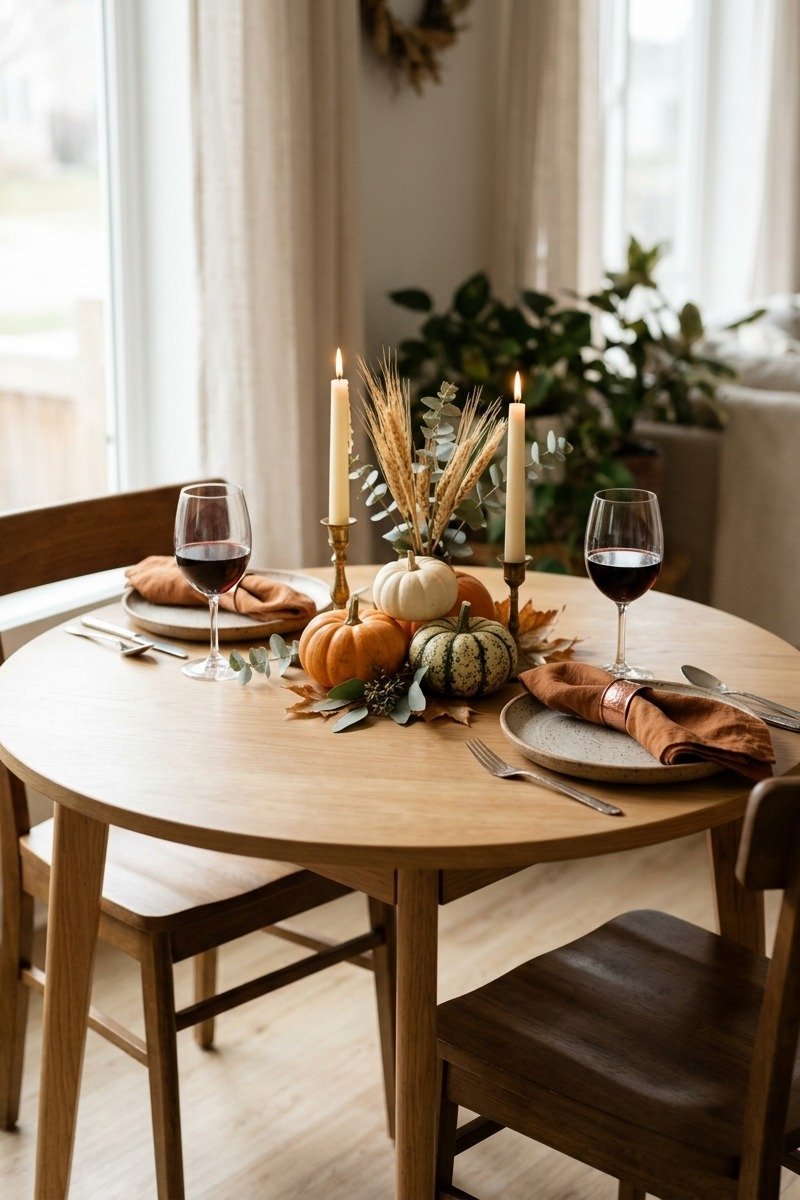 Small Thanksgiving table set for two