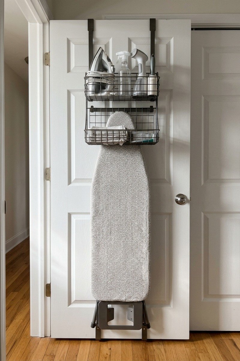 Over-the-door ironing board
