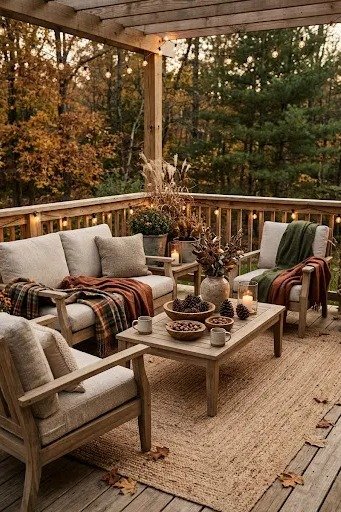 Wood patio furniture with natural textures